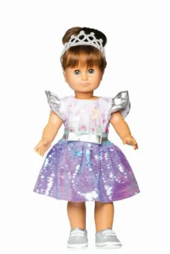 Puppen-Kleid Fee und Einhorn mit Wendepailletten u