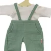 Puppen-Latzhose aus 100 % Bio-Baumwolle, salbeigrü