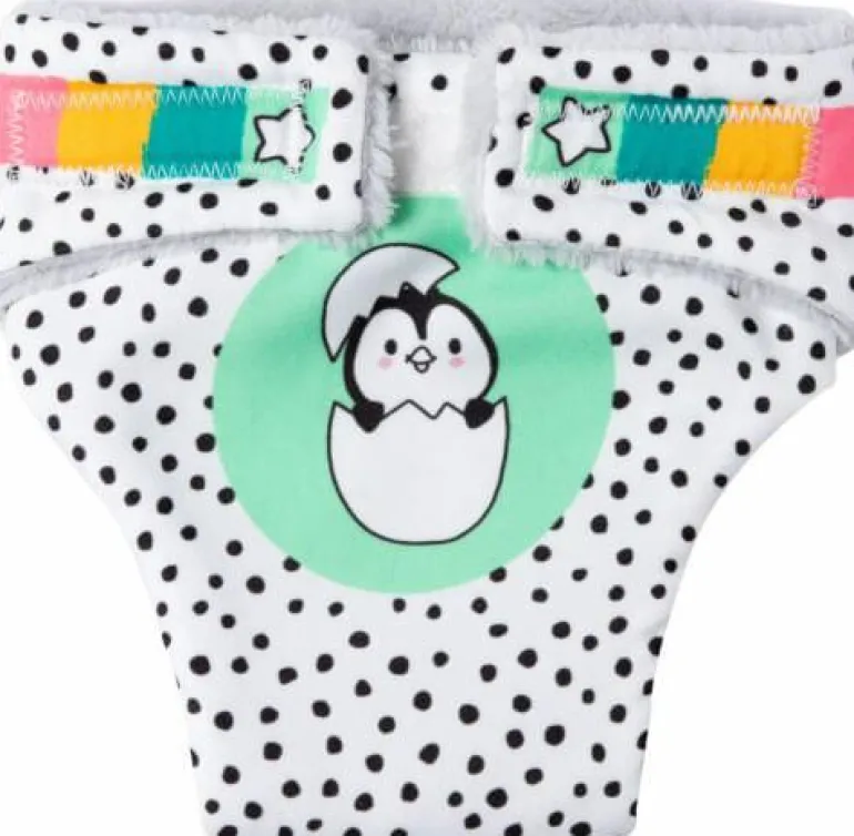 Puppen-Stoffwindeln Pinguin Pünktchen, 2 Stück, Gr