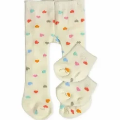 Puppen-Strumpfhose mit Söckchen ''Herz Konfetti'',
