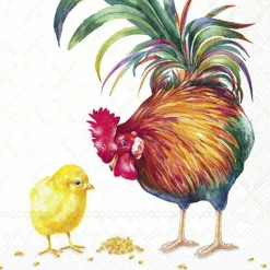 ROOSTER AND CHICK Light Cream Lunch-Servietten L10