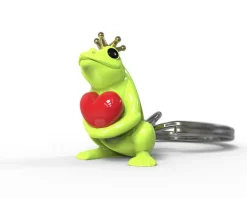 Schlüsselanhänger Frosch, grün mit roten Herz
