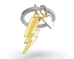 Schlüsselanhänger Lightning Bolt, gold/weiß