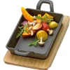 Servierpfanne BBQ eckig mit Holzbrett