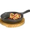 Servierpfanne BBQ rund mit Holzbrett