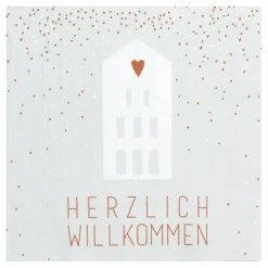 Serviette „Herzlich Willkommen", 33x33cm