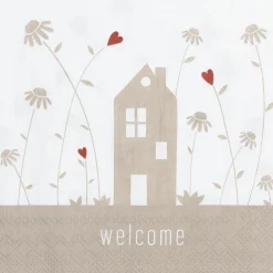 Serviette „Welcome", 33x33cm