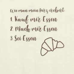 Serviette „Wie man mein Herz erobert", 33X33 cm
