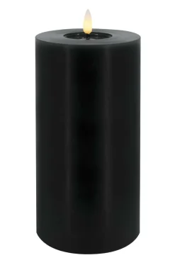 Stumpenkerze LED Echtwachs winter black smooth,10x