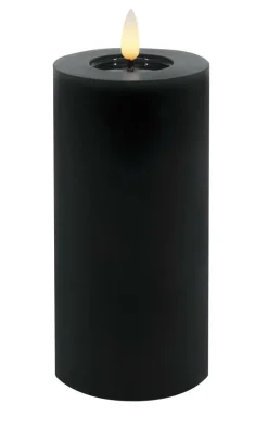 Stumpenkerze LED Echtwachs winter black smooth,7,5