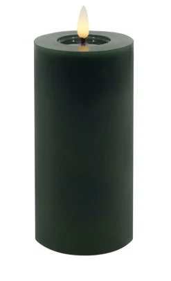Stumpenkerze LED Echtwachs winter green smooth,7,5