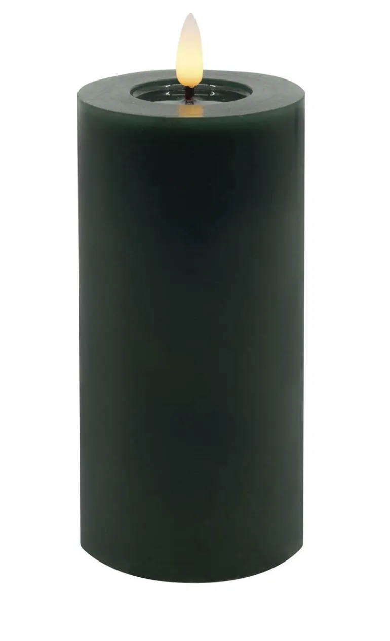 Stumpenkerze LED Echtwachs winter green smooth,7,5