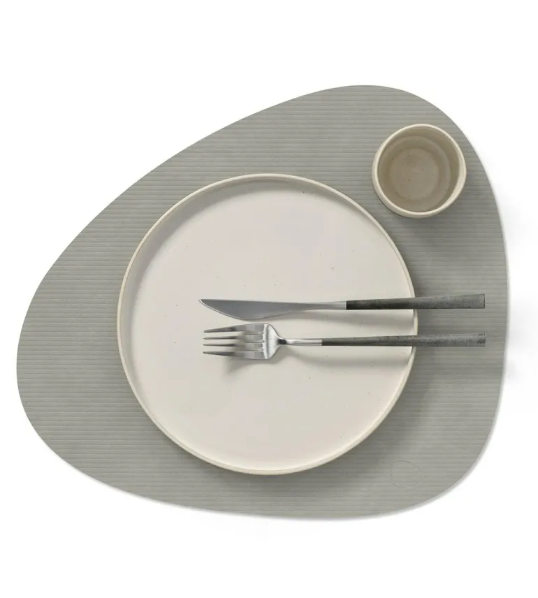 Table Mat Curve L Curduroy Light Grey