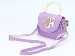Tasche Einhorn Perlenbügel lila