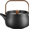 Teekanne Mit Holzgriff, schwarz 600ml