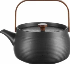 Teekanne Mit Holzgriff, schwarz 1,5 L