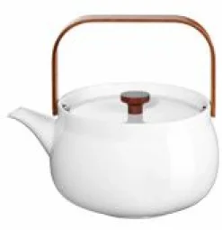 Teekanne Mit Holzgriff, weiß 1,5 L