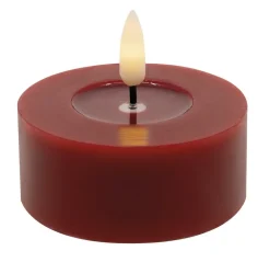 Teelicht LED 2er Set Echtwachs winter red smooth,6