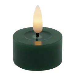 Teelicht LED 2er Set Echtwachs winter green smooth