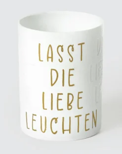 Teelichthalter Lasst Die Liebe Leuchten D7cm H9cm