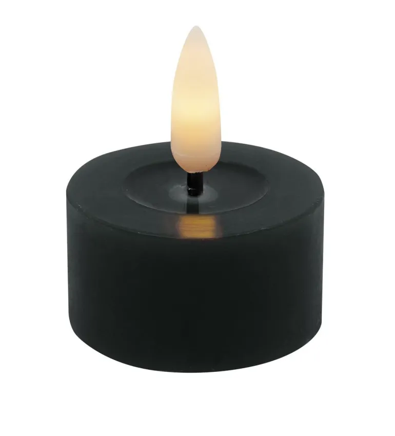 Teelicht LED 2er Set Echtwachs winter black smooth
