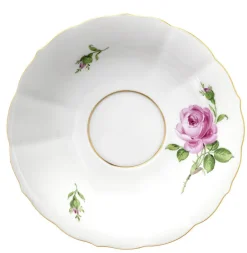 Tee/Suppenuntertasse Rose mitte bunt Goldrand zu 0