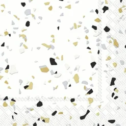 Terrazzo black gold Lunch-Servietten L 899679