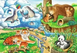 Tiere im Zoo - Puzzle 2x12 Teile
