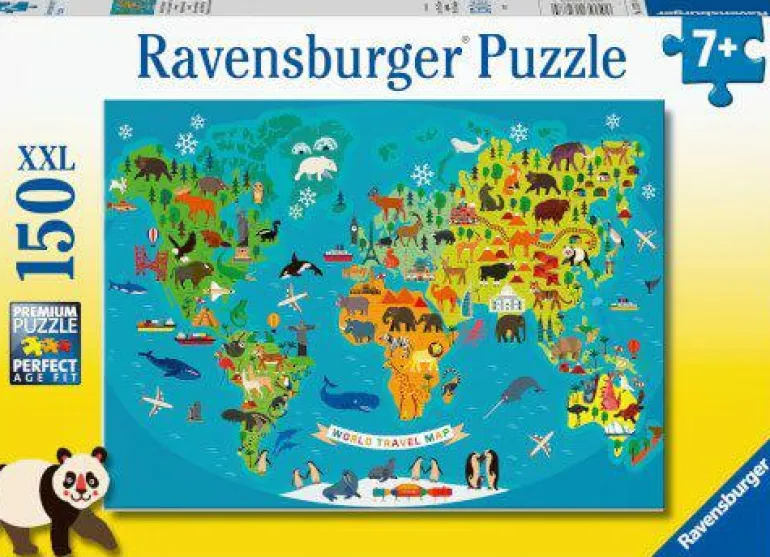 Tierische Weltkarte - Puzzle 150 Teile