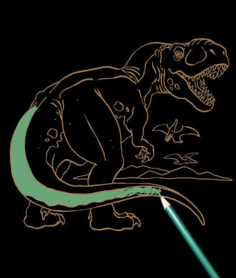 T-Rex World - Metallic-Malen mit Metallic-Buntstif