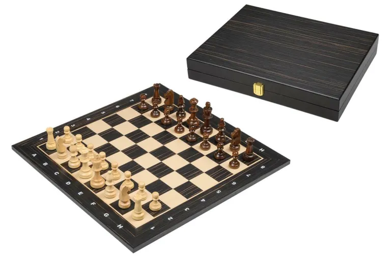 Turnier Schachset schwarz, Feld 50mm, mit Holzkass