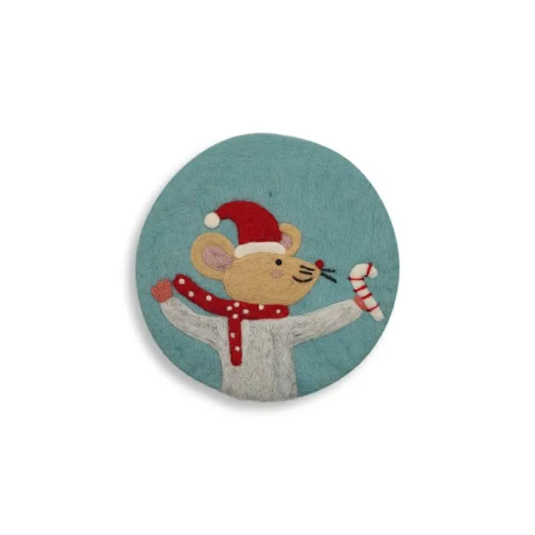 Untersetzer Filz Weihnachtsmaus mit Zuckerstange h