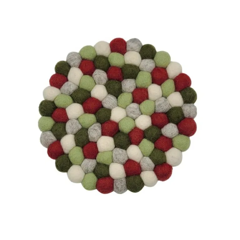 Untersetzer rund dicke kugeln 20cm grün,rot,weiß