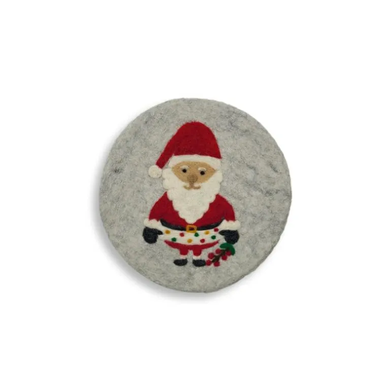 Untersetzer Santa Claus, hellgrau (Ø ca. 21 cm)
