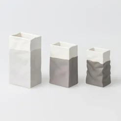 Vase Mini Porzellantüte Set Aus 3, Grautöne