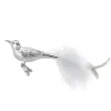 Vogel, White Feathers 11cm, Vogel auf Klemme