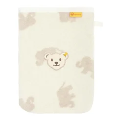 Waschhandschuh Cloud Dancer beige mit Elefanten
