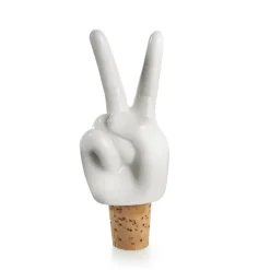 Weinstopper Peace Hands / Flaschenkorken / weißca