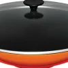 Wok mit Glasdeckel 36 cm Ofenrot